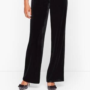 Talbots Classic Side Zip Velvet Pants High Rise Flat Front Black Size 12